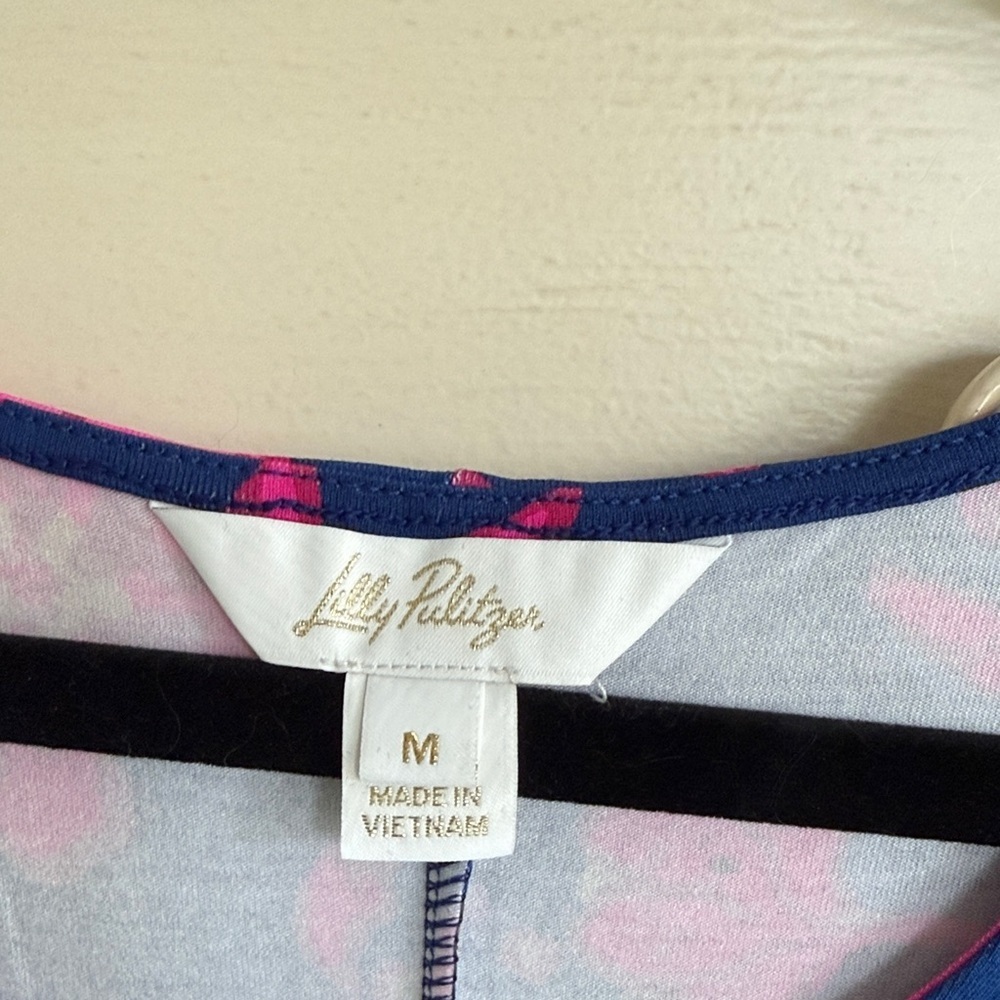 Lilly Pulitzer Bryson Dress Navy and Fuchsia Floral Dress M - Picture 3 of 6